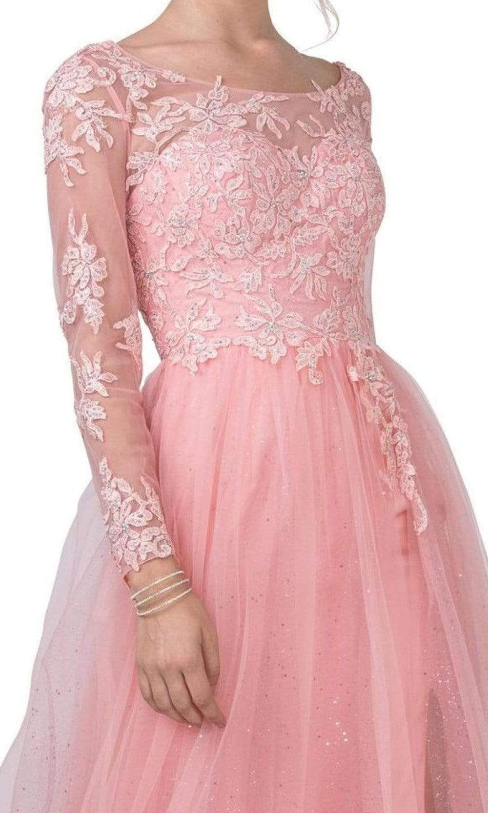 Trevi Collection - L2372 Dreamy Tulle Glittered A-Line Gown Prom Dresses