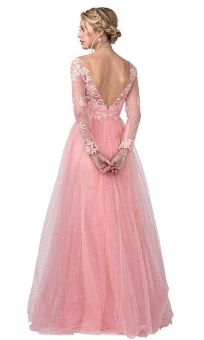 Trevi Collection - L2372 Dreamy Tulle Glittered A-Line Gown Prom Dresses