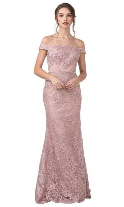 Trevi Collection - L2383 Off Shoulder A-Line Dress Evening Dresses XXS / Baby Pink