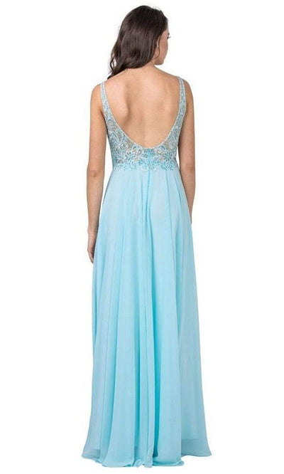 Trevi Collection - L2385 Sleeveless Lace Ornate Long Dress Prom Dresses