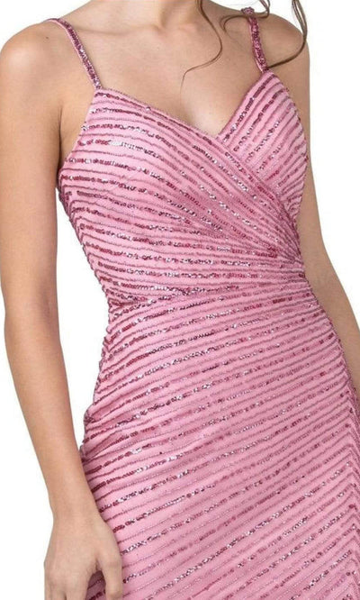 Trevi Collection - L2393 V-Neck Sheath Evening Dress Evening Dresses