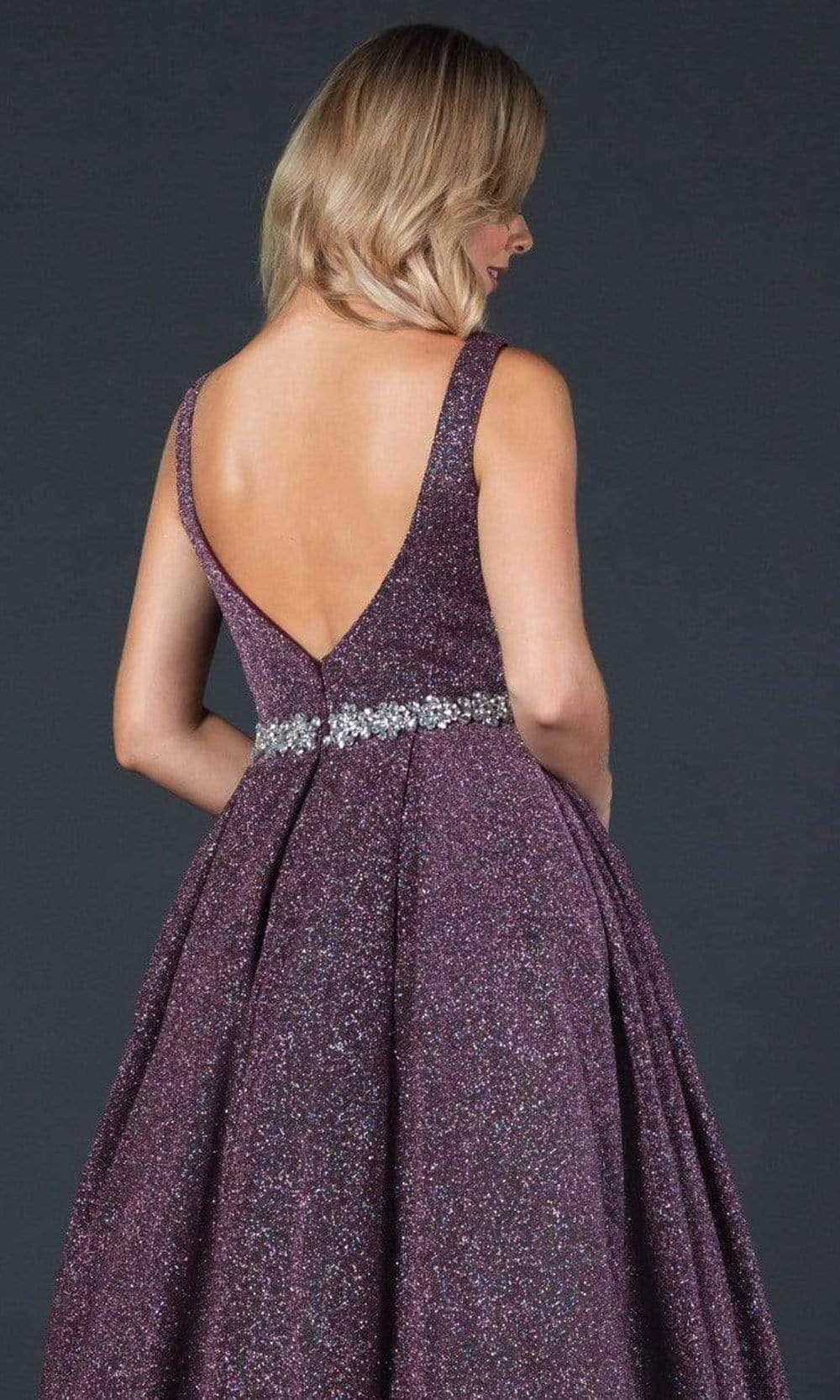 Trevi Collection - L2395 Embellished Waist A-Line Evening Dress Evening Dresses