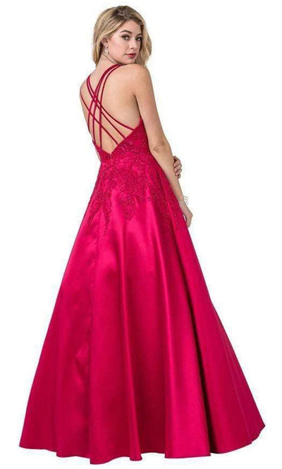 Trevi Collection - L2401 Embroidered Satin A-Line Dress Prom Dresses