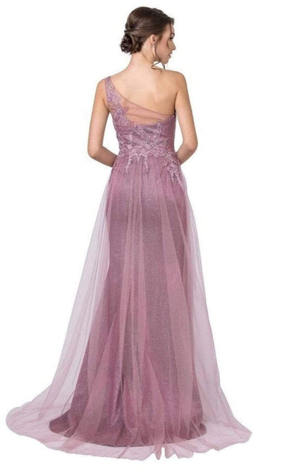 Trevi Collection - L2422 Asymmetric Mesh Overlay Dress Prom Dresses