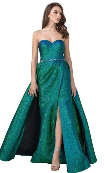 Trevi Collection - L2427 A-Line Overskirt Sweetheart Evening Dress Prom Dresses XXS / Peacock