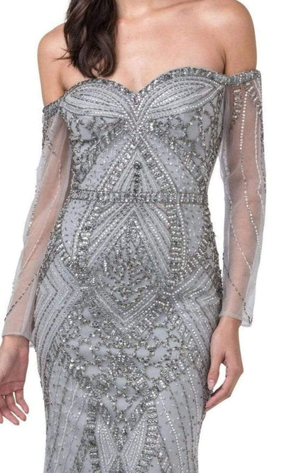 Trevi Collection - L2428 Long Off Shoulder Sweetheart Bedazzled Gown Prom Dresses