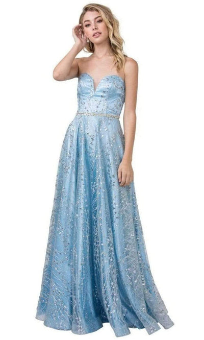 Trevi Collection - L2432 Sweetheart Beaded Evening Dress Prom Dresses XXS / Ice Blue