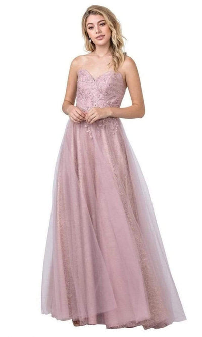 Trevi Collection - L2433 Sweetheart Embroidered A-Line Dress Prom Dresses XXS / Mauve