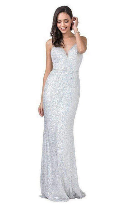 Trevi Collection - L2445 Sequined Allover Long Glam Dress Evening Dresses XXS / Silver
