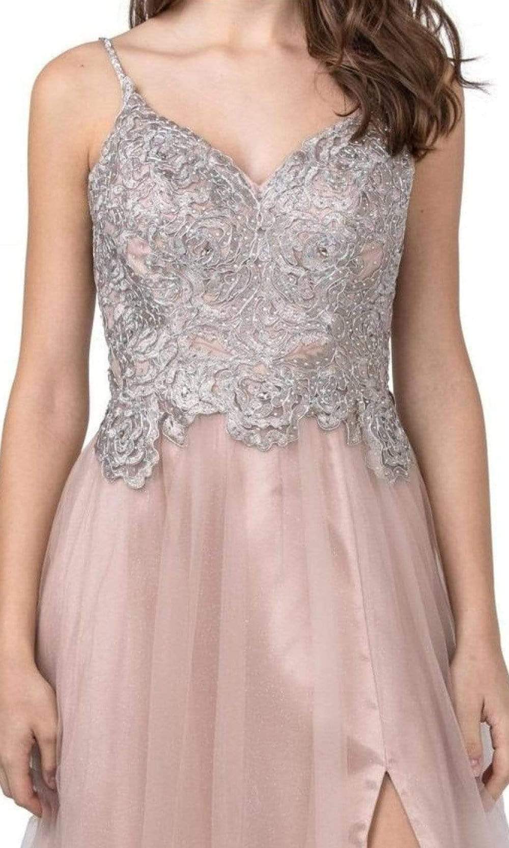 Trevi Collection - L2447 Embroidered Bod Glittery A-Line Gown Prom Dresses