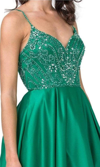 Trevi Collection - L2454 Beaded Satin A-Line Dress Prom Dresses