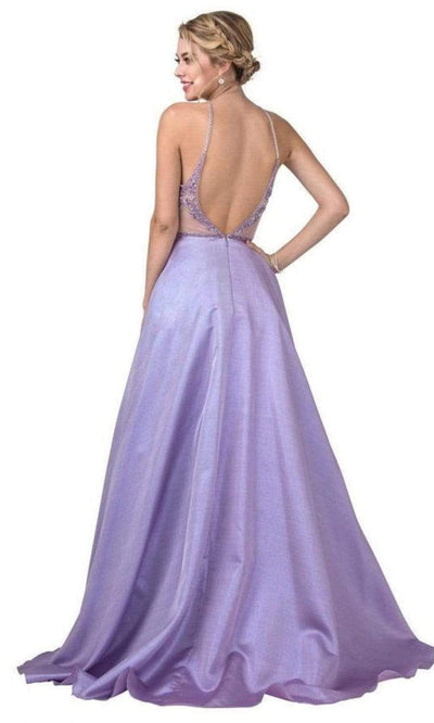 Trevi Collection - L2455 Halter Neck Crisscross Back A-Line Gown Prom Dresses