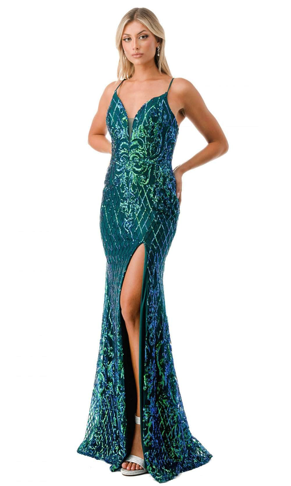 Trevi Collection L2692 - Sequin Lattice Prom Gown