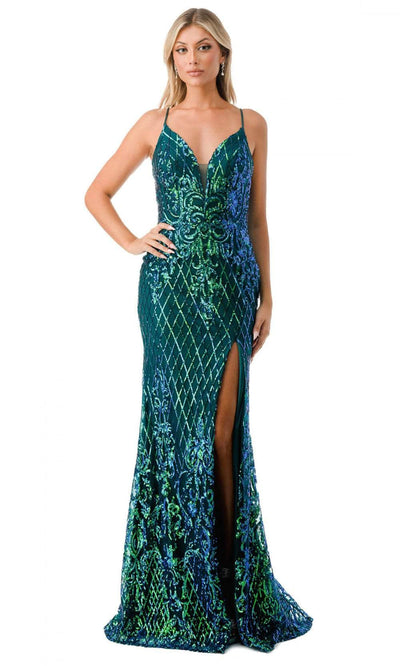 Aspeed Design L2692 - Sleeveless Sequin Lattice Prom Gown Special Occasion Dress XS / Green