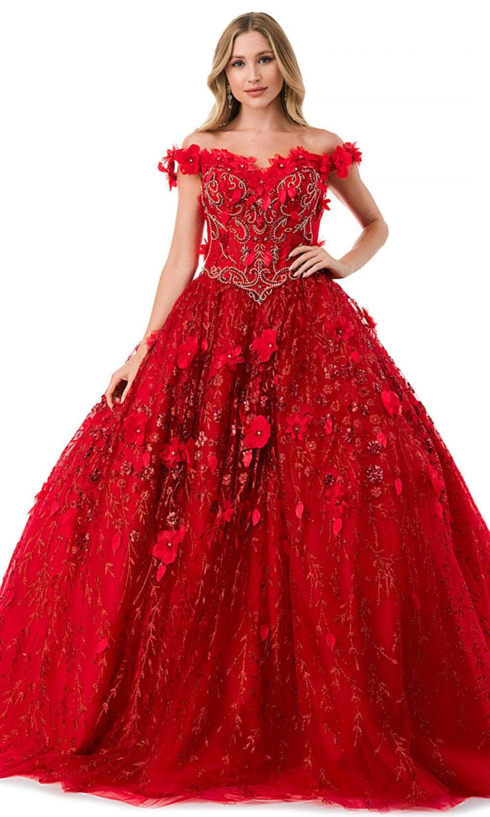 Trevi Collection L2728 - Sweetheart Embellished Ballgown XXS / Red