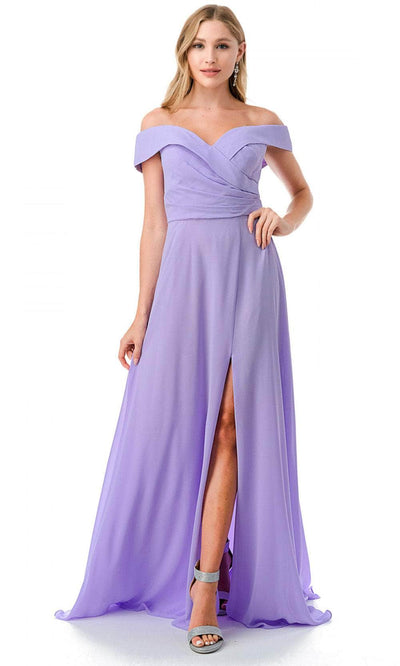 Trevi Collection L2767Y - Off Shoulder Evening Gown XS / Lilac