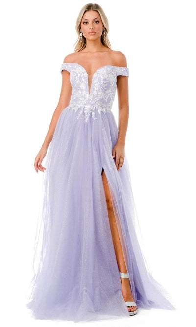 Trevi Collection L2770T - Sequins Tulle Prom Dress XS / Lilac