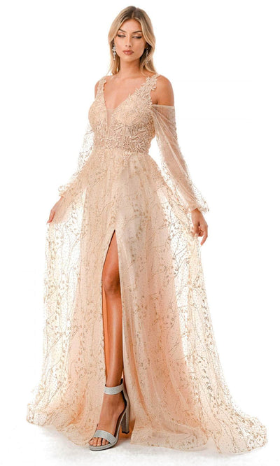 Trevi Collection L2772T - Cold Shoulder Evening Gown