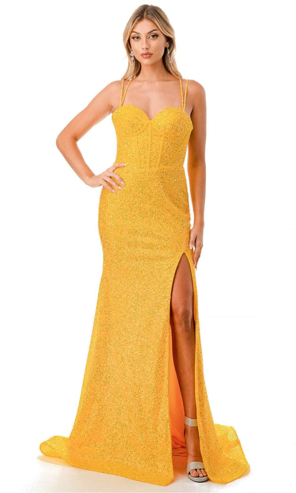 Trevi Collection L2773T - Corset Evening Gown XS / Yellow