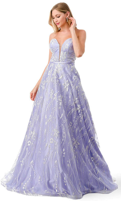 Trevi Collection L2774B - Glitter Sweep Train Prom Dress