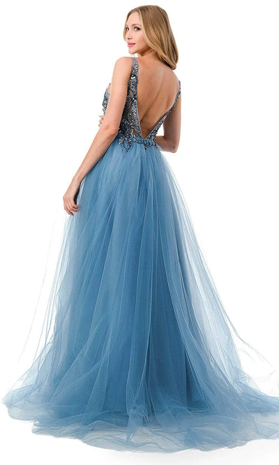 Trevi Collection L2781A - Low V-Open Back Prom Dress