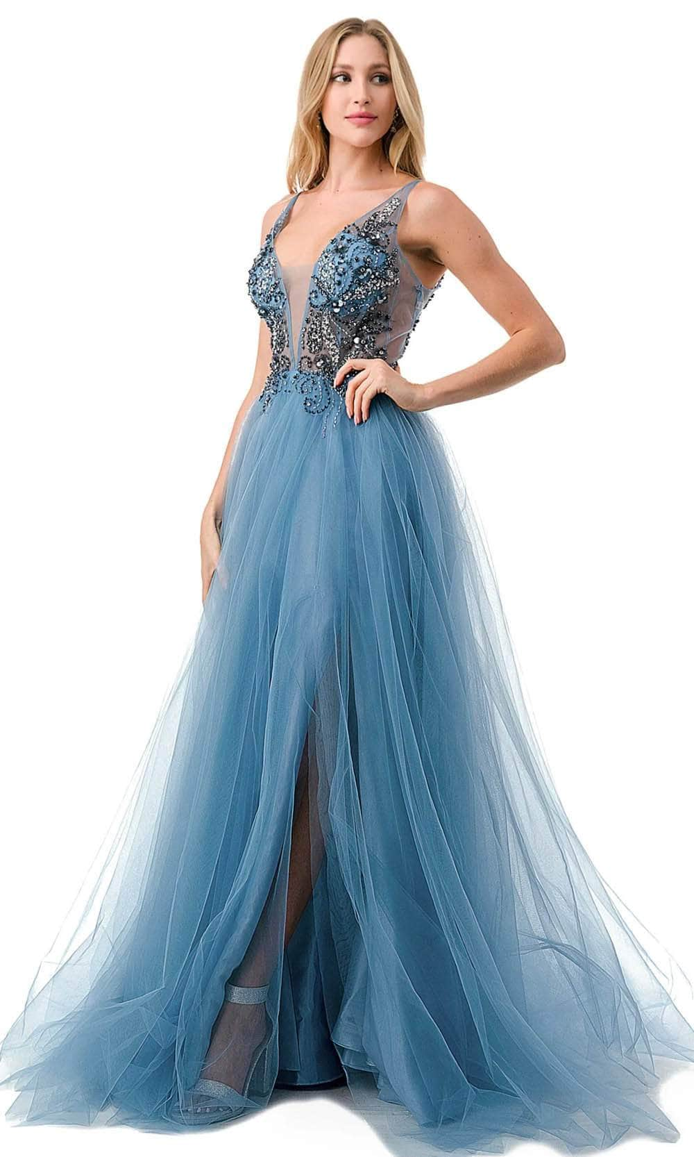 Trevi Collection L2781A - Low V-Open Back Prom Dress