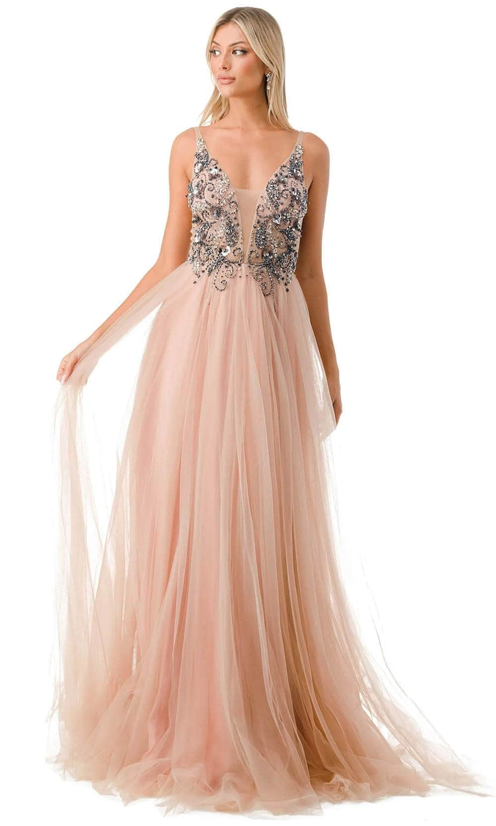 Trevi Collection L2781A - Low V-Open Back Prom Dress