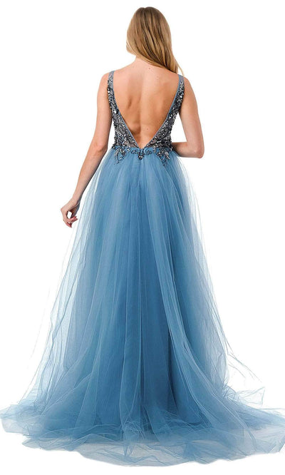 Trevi Collection L2781A - Low V-Open Back Prom Dress