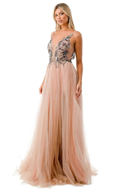 Trevi Collection L2781A - Low V-Open Back Prom Dress