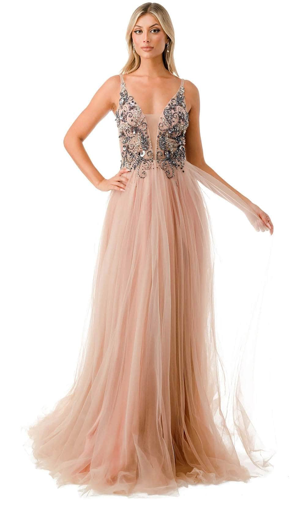 Trevi Collection L2781A - Beaded Bodice Prom Dress Special Occasion Dress XS / Mauve