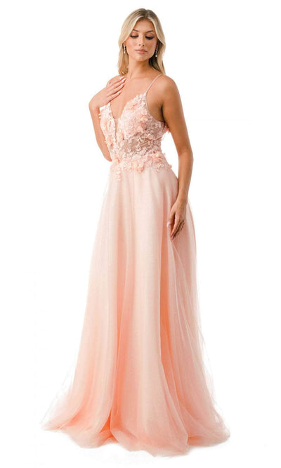 Trevi Collection L2782A - Plunging V-Neck Evening Gown