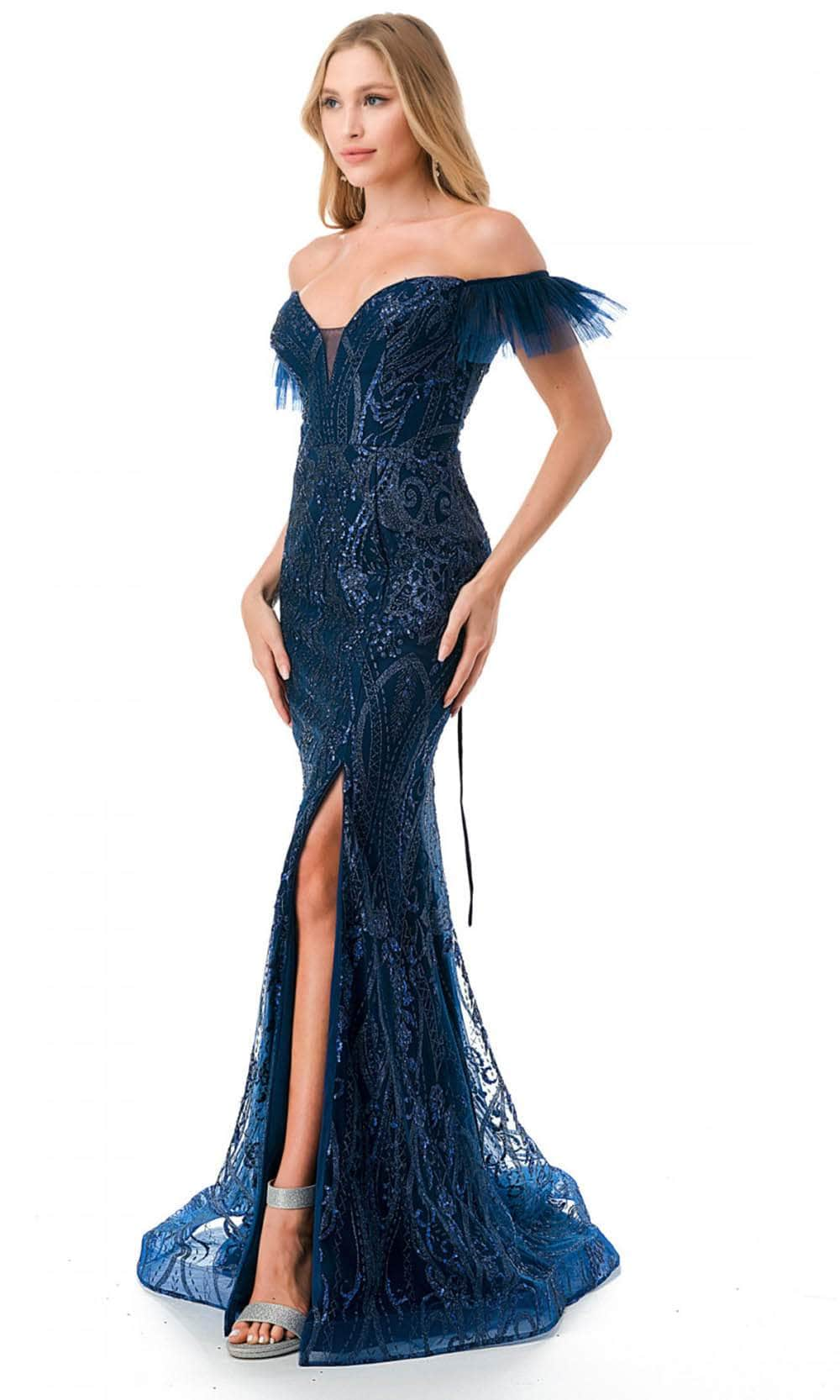 Trevi Collection L2786F - Embellished Evening Gown