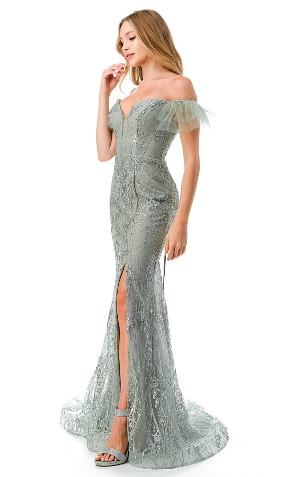 Trevi Collection L2786F - Embellished Evening Gown