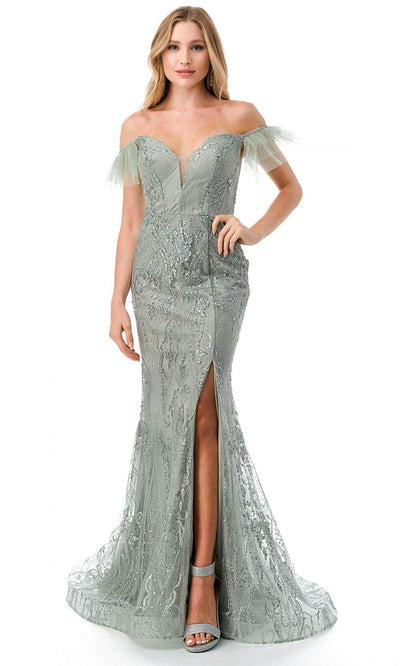 Trevi Collection L2786F - Embellished Evening Gown XS / Silver