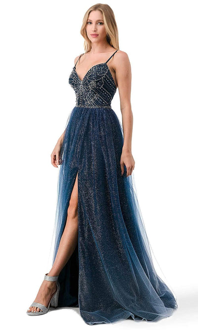 Trevi Collection L2788F - Tulle Prom Dress with Slit