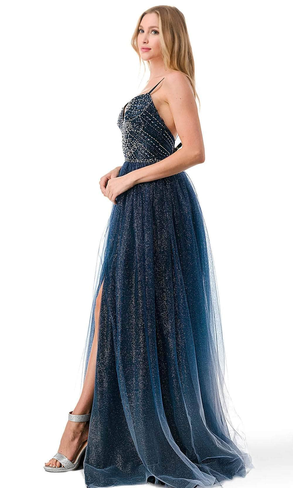 Trevi Collection L2788F - Tulle Prom Dress with Slit