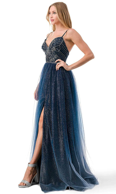 Trevi Collection L2788F - Tulle Prom Dress with Slit