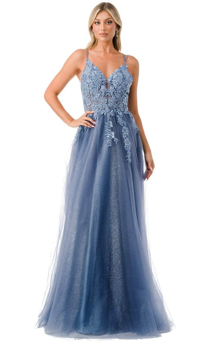 Trevi Collection L2790W - Sleeveless Evening Gown XS / Smoky Blue