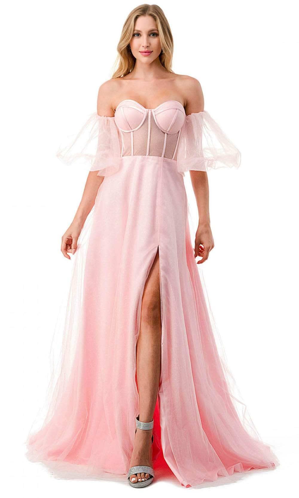 Trevi Collection L2793B - Illusion Corset Evening Gown XS / Pink