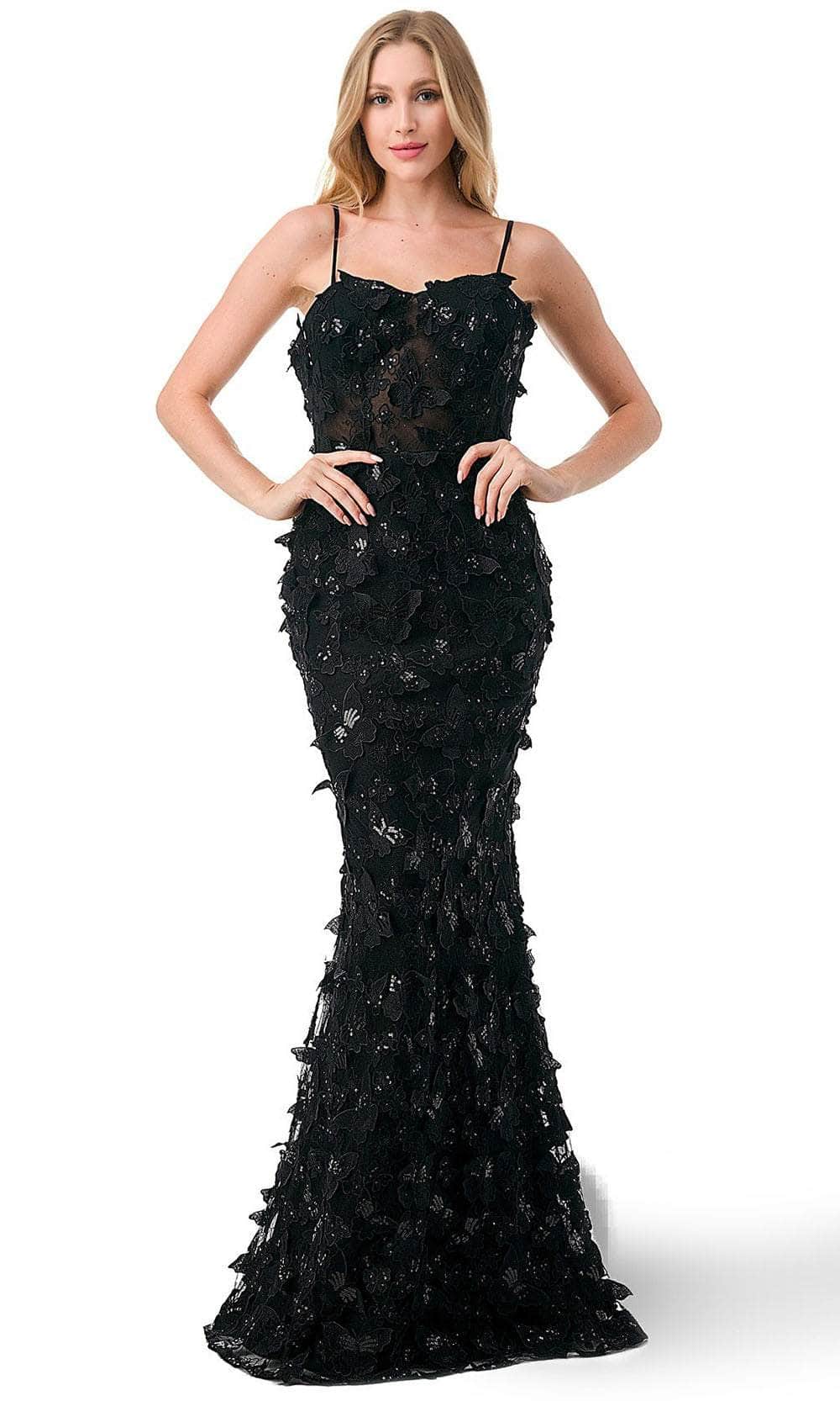 Trevi Collection L2801F - Applique Prom Dress XS / Black