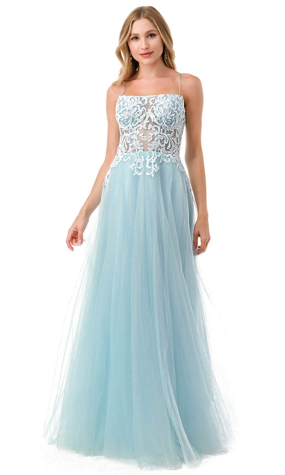 Trevi Collection L2809A - Sleeveless Prom Dress XS / Ice Blue