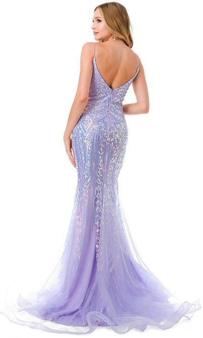 Trevi Collection L2816J - Deep V-Neck Sleeveless Evening Gown Evening Dresses XL / Lilac