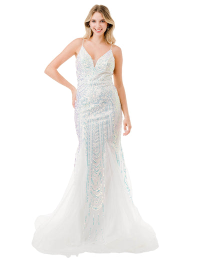 Trevi Collection L2816J - Sequined Mermaid Evening Gown Evening Dresses