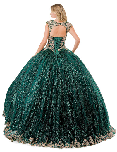 Aspeed Design L2821C - Cap Sleeve Appliqued Ballgown Special Occasion Dress
