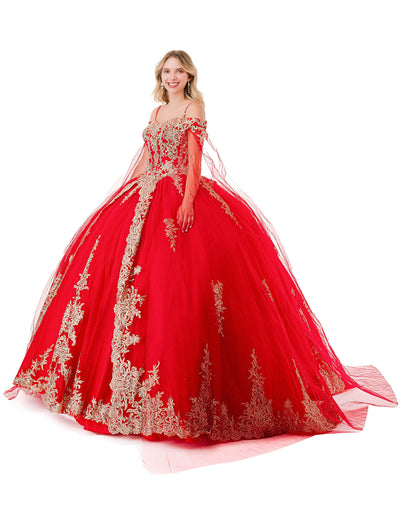 Trevi Collection L2839C - Embroidered Cold Shoulder Ballgown Special Occasion Dress
