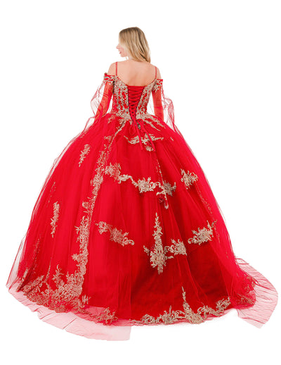 Trevi Collection L2839C - Embroidered Cold Shoulder Ballgown Special Occasion Dress