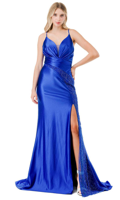 Aspeed Design L2849P - Ruched Lace-Up Prom Dress Special Occasion Dresses XXS / Royal