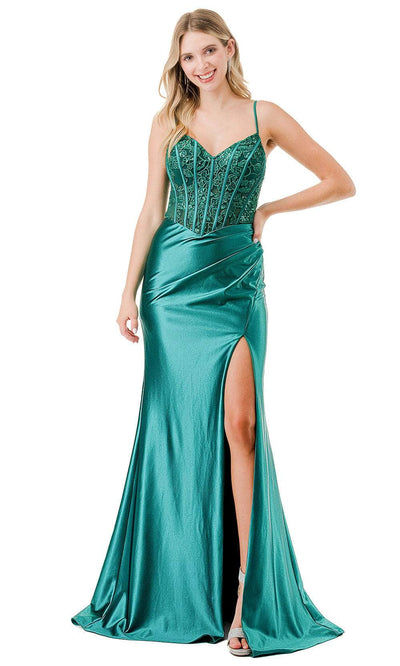 Trevi Collection L2900P - Embroidered Corset Prom Dress Special Occasion Dresses XXS / Emerald