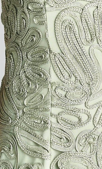 Trevi Collection - M1876 Knee Length Cap Sleeve Soutache Dress Mother of the Bride Dresses XXS / Mint