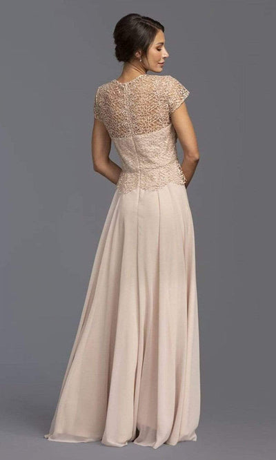 Trevi Collection - M2083 Short Sleeve Lace Peplum Dress Mother of the Bride Dresses